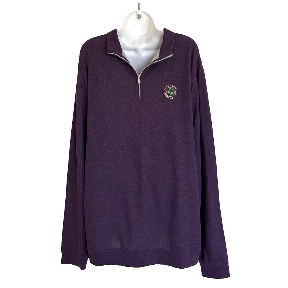 NEW Peter Millar Crown Comfort Crystal Downs Interlock 1/4 Quarter Zip L Purple